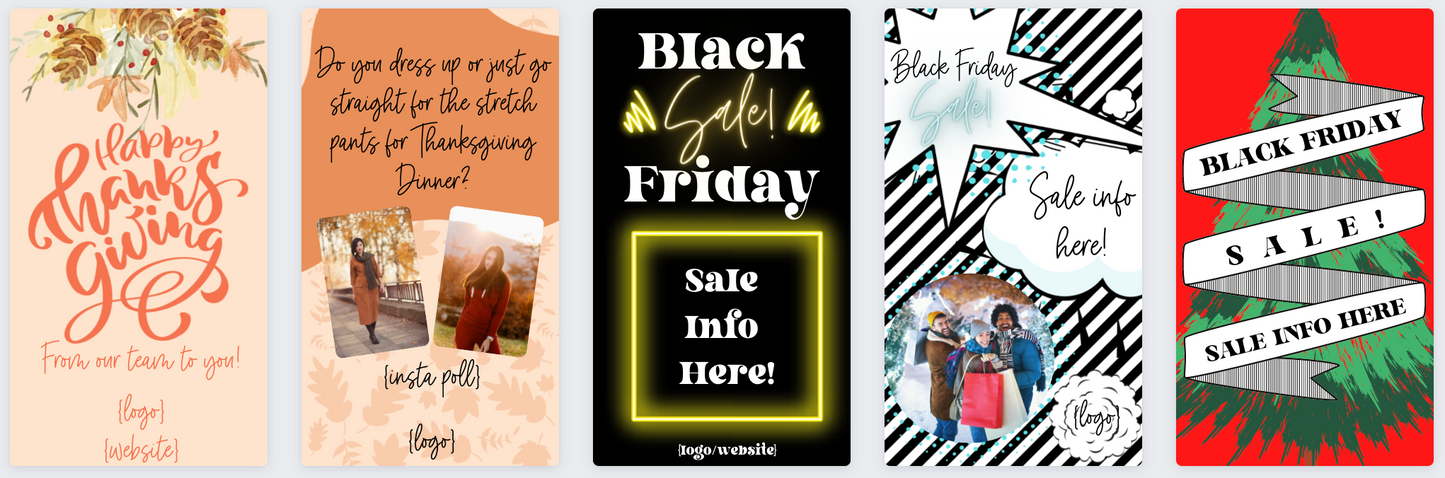 Thanksgiving/Black Friday Instagram Story Templates